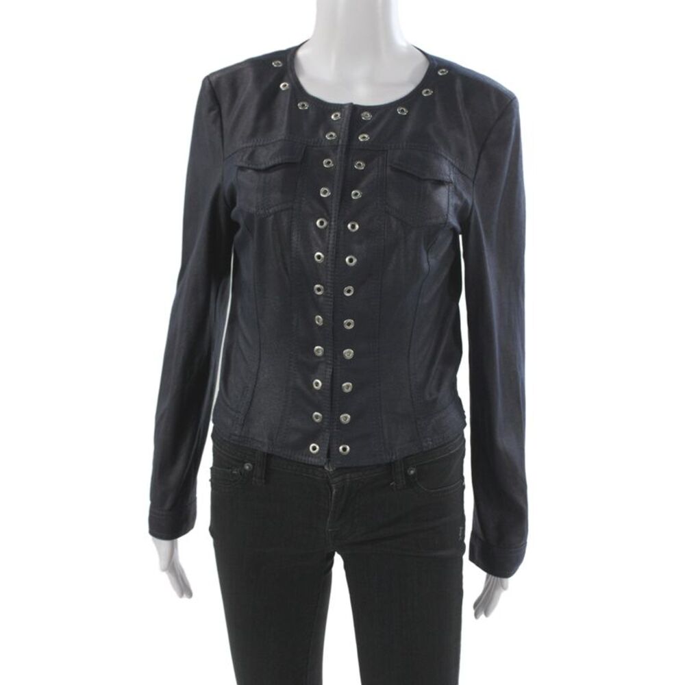 Gerry Weber Womens Basic Jacket Blue Polyester Long Sleeve Biker Size 36